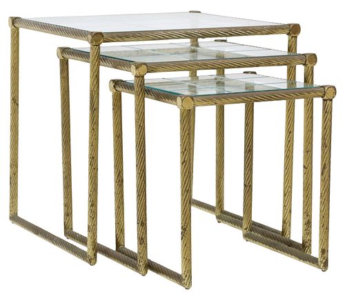 (3) ITALIAN BEVELED GLASS-TOP