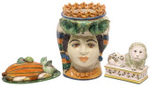 (3) ITALIAN MAJOLICA GLAZED TA