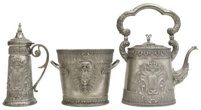 (3) ITALIAN PEWTER TANKARD,
