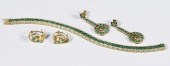 3 ITEMS, 14K EMERALD AND DIAMO