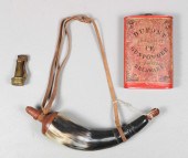 (3) Items, c/o horn & wood pow