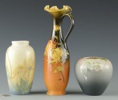 3 ITEMS ROOKWOOD POTTERY W/ FL