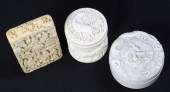 (3) Ivory carved trinkets, car