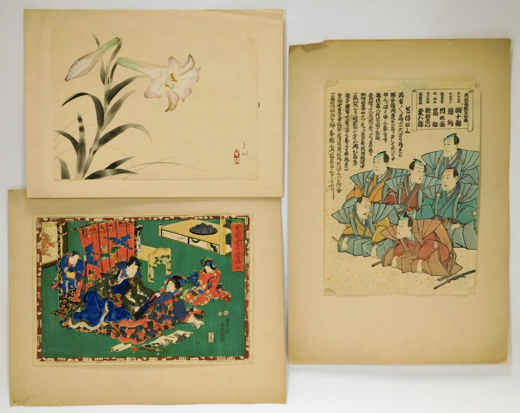 3 JAPANESE CALLIGRAPHY AND FIGURE