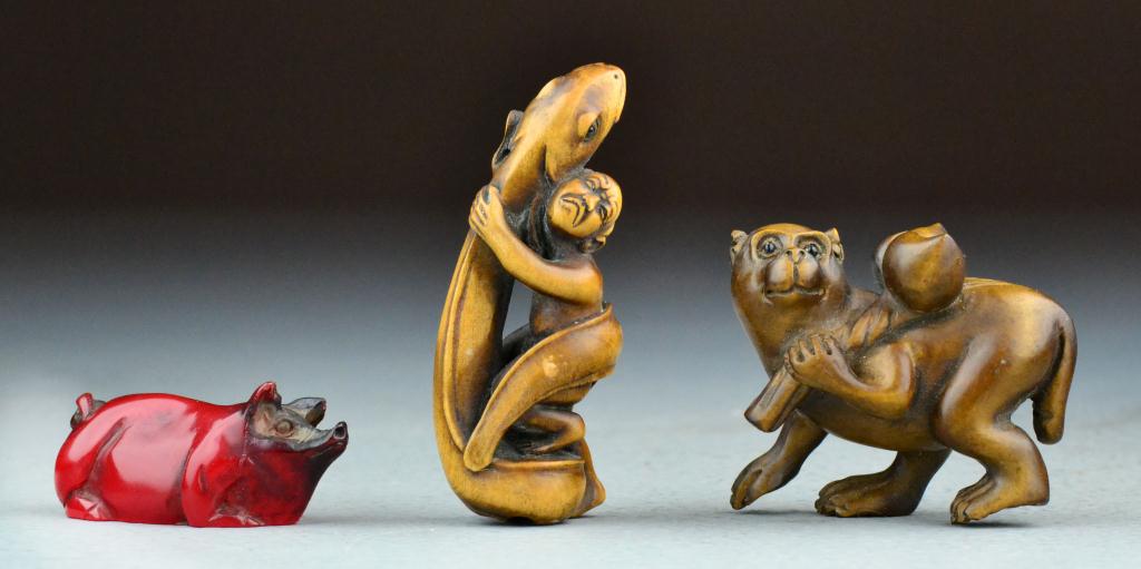 (3) Japanese Carved NetsukeTo