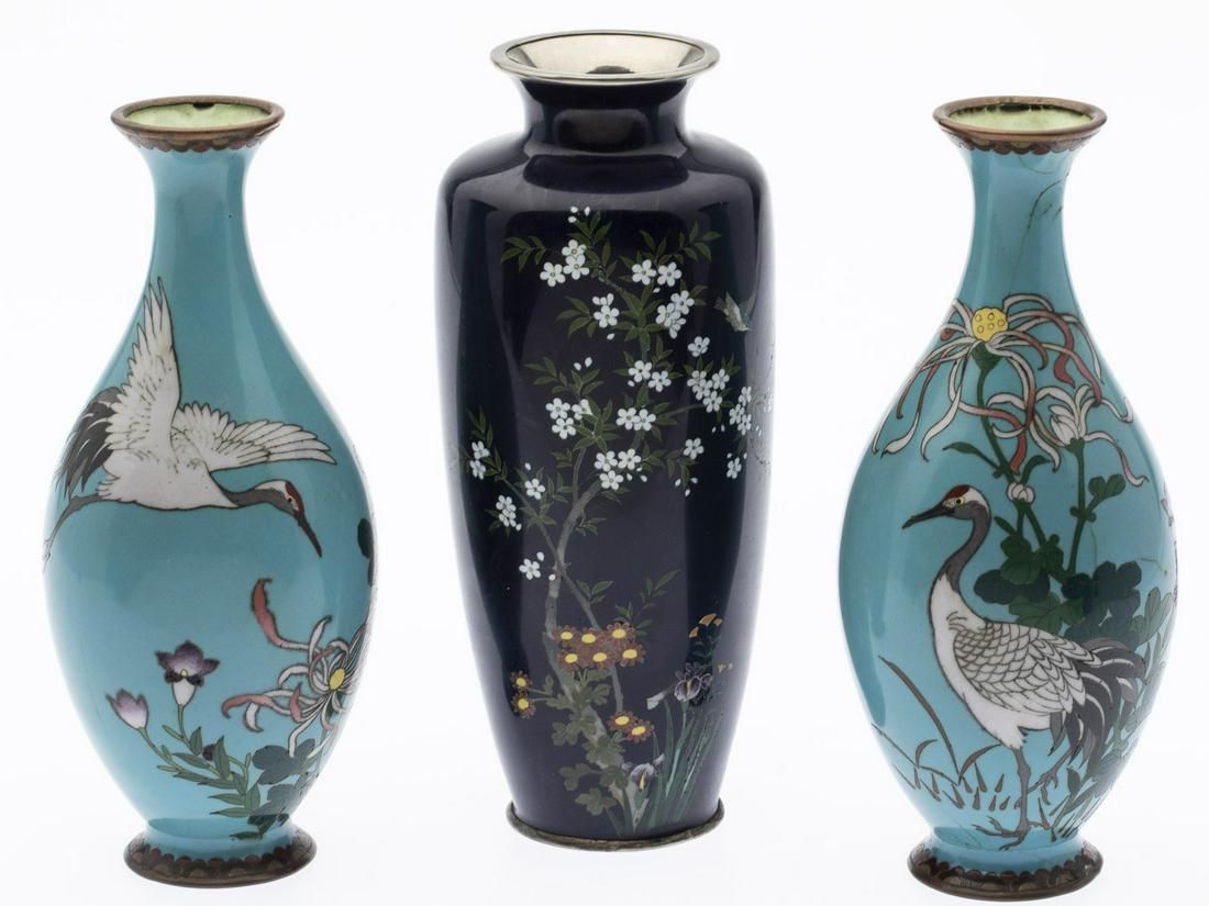 3 JAPANESE CLOISONNE MINIATURE