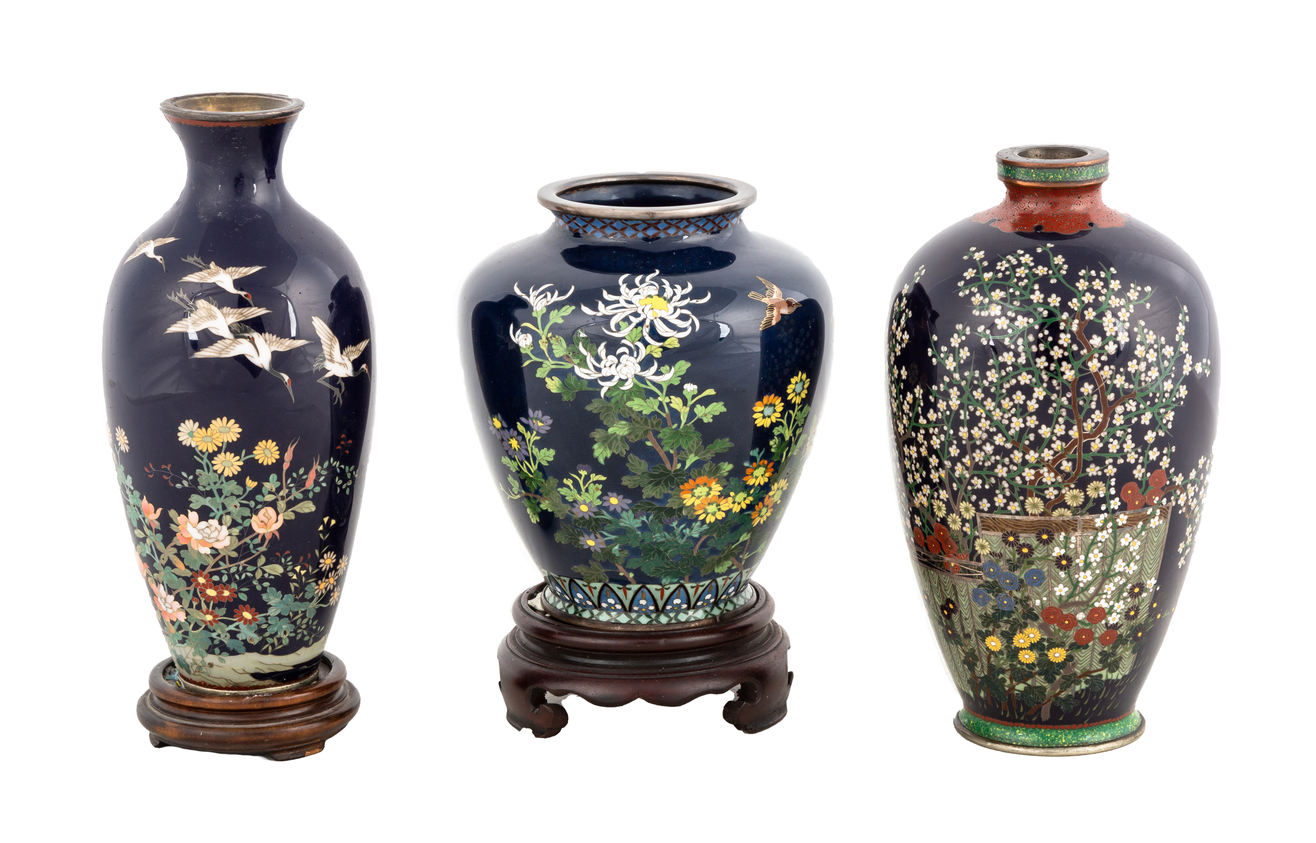 (3) JAPANESE CLOISONNé VASES