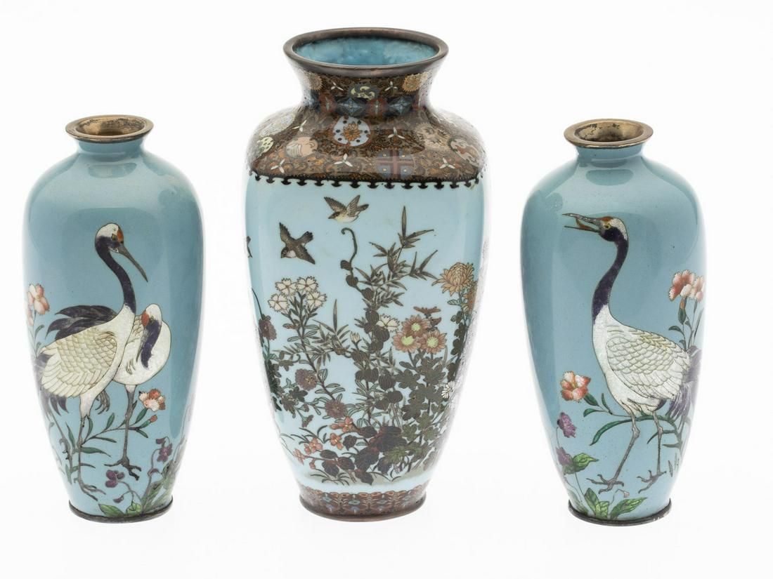 3 JAPANESE CLOISONNE VASES3