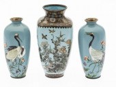 3 JAPANESE CLOISONNE VASES3 Ja