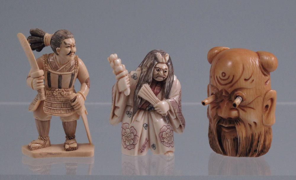 3 JAPANESE FIGURAL CARVED IVORY