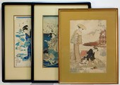 3 JAPANESE GEISHA WOODBLOCK PR