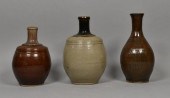 3 JAPANESE INCISED POTTERY VAS