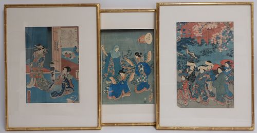 3 JAPANESE UKIYO E WOODBLOCK