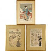 (3) JAPANESE WOODBLOCK PRINTS,