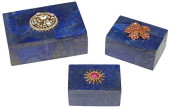 (3) JEWELED LAPIS LAZULI TILED