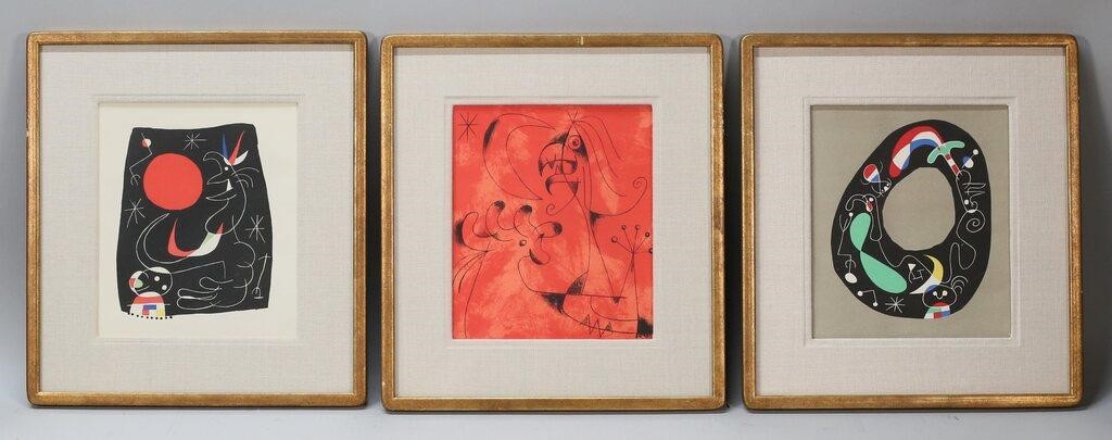 3 JOAN MIRO LITHOGRAPHS FROM