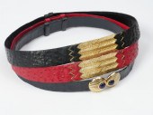 3 JUDITH LIEBER BELTS: 1) Red