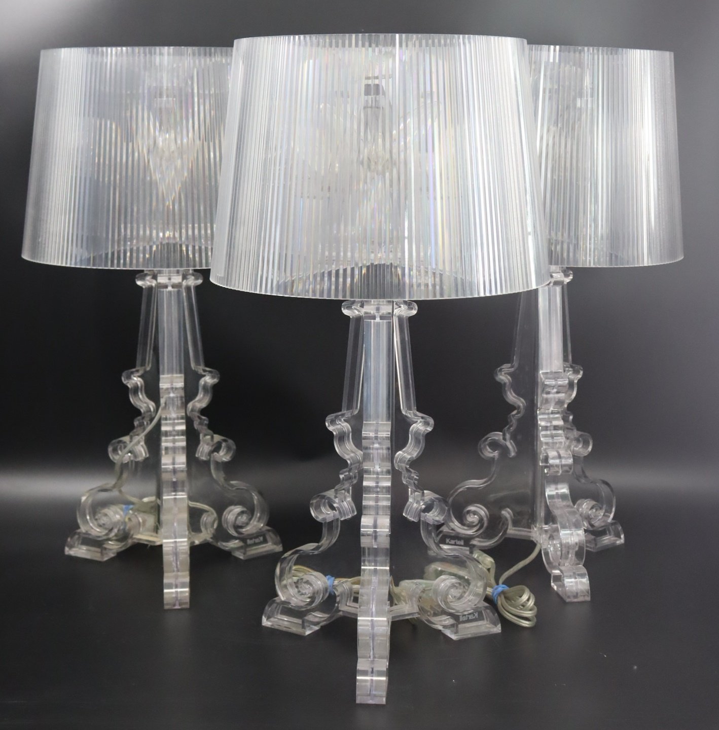 3 KARTELL ACRYLIC LAMPS DESIGNED BY