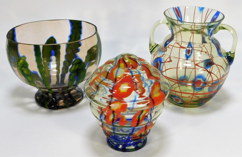 3 KRALIK BOHEMIAN CZECH ART GLASS