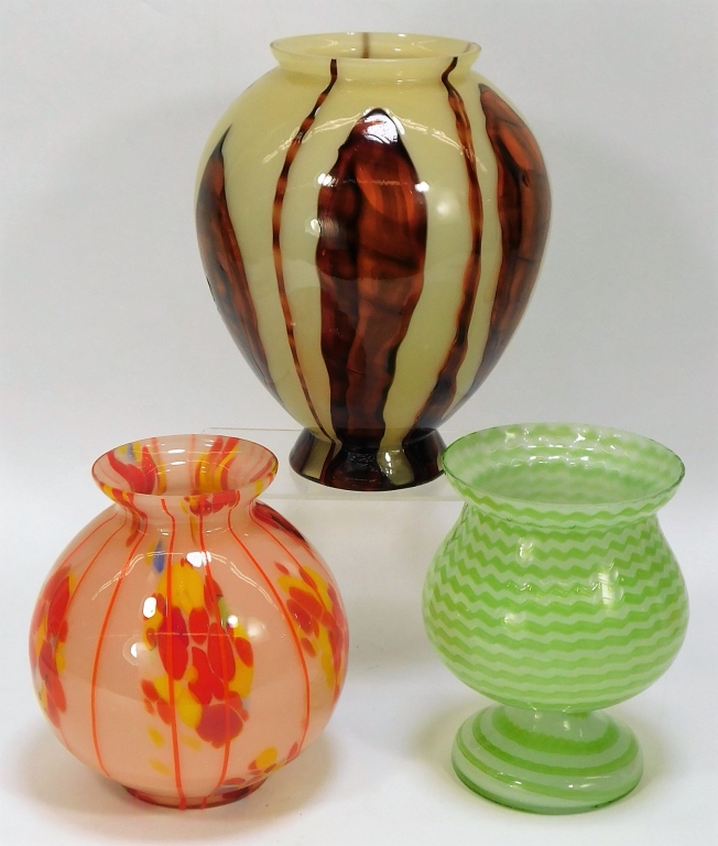 3 KRALIK BOHEMIAN CZECH ART GLASS