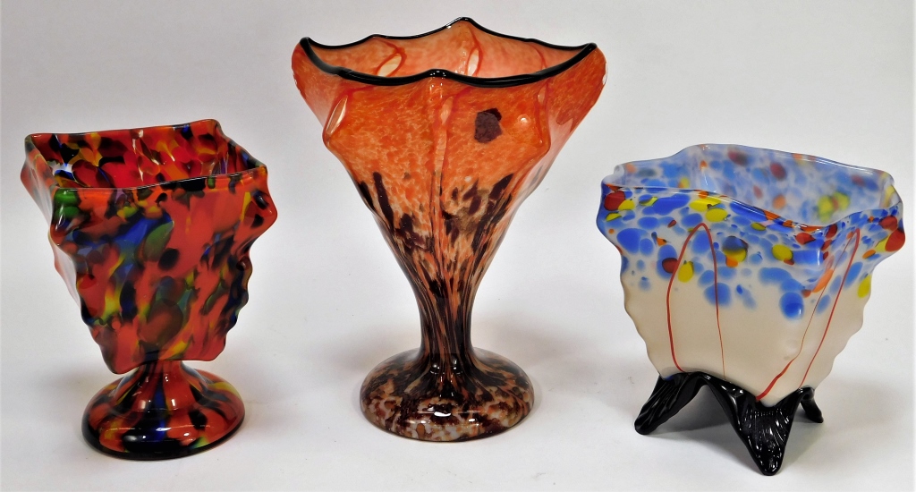 3 KRALIK BOHEMIAN CZECH ART GLASS