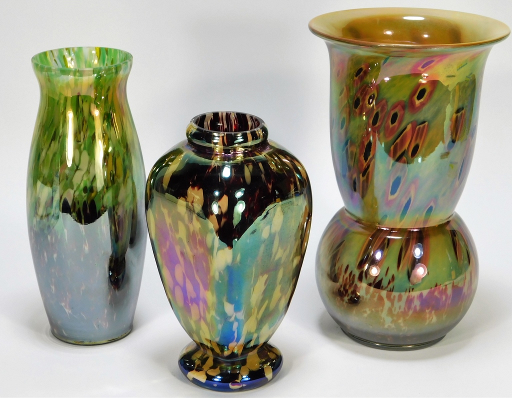 3 KRALIK IRIDESCENT BOHEMIAN ART