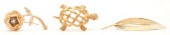 3 LADIES' GOLD BROOCHES: FLOWE