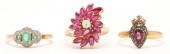 3 LADIES GOLD & GEMSTONE FASHI