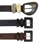 (3) LADIES LEATHER BELTS, STRE