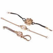 (3) Ladies wrist watches, 14K