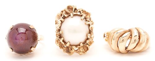 3 LADIES' YELLOW GOLD DOME STYLE