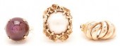 3 LADIES' YELLOW GOLD DOME STY