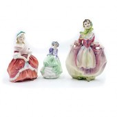 3 LADY FIGURINES, TWO BY ROYAL