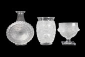 3 LALIQUE CRYSTAL PIECES, TWO
