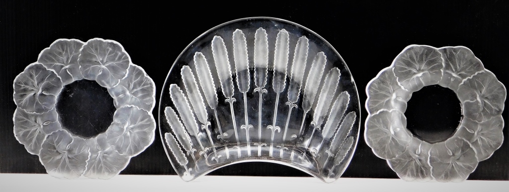 3 LALIQUE FRANCE ETCHED CRYSTAL