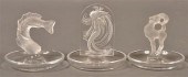 3 LALIQUE FROSTED COLORLESS GL