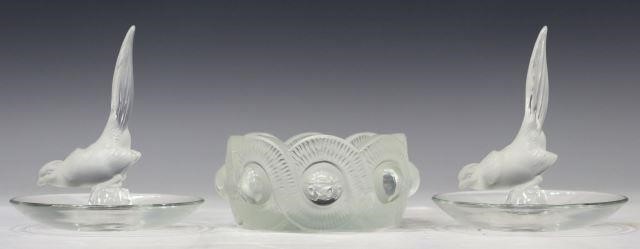(3) LALIQUE FROSTED CRYSTAL RING
