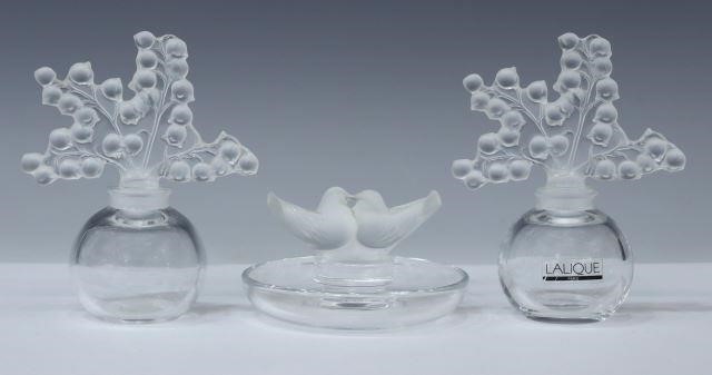 (3) LALIQUE FROSTED RING DISH &