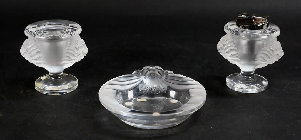 3 LALIQUE TETE DE LION SMOKING
