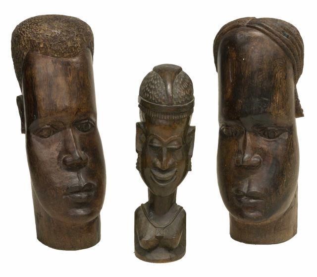 (3) LARGE AFRICAN HARDWOOD TRIBAL