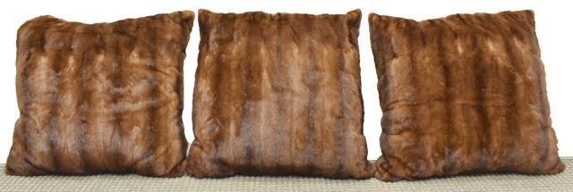 (3) LARGE BROWN MINK FUR MONOGRAMED