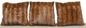 (3) LARGE BROWN MINK FUR MONOG