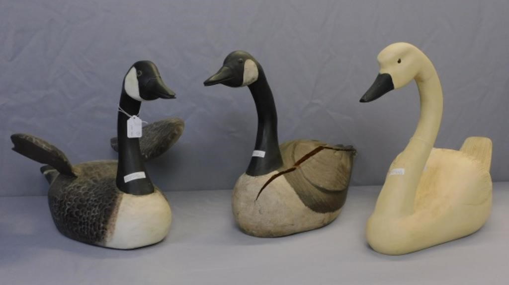 (3) LARGE CARVED AND PAINTED WOODEN