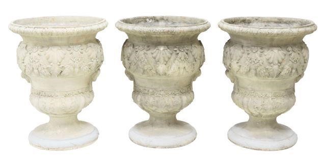 (3) LARGE CAST RESIN GARDEN URN