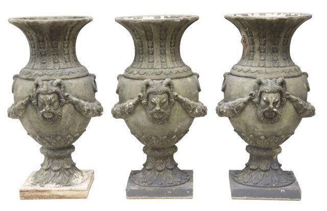 (3) LARGE CAST RESIN GARDEN URN