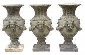 (3) LARGE CAST RESIN GARDEN UR