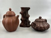 3 LARGE CHINESE ZISHA TEAPOT &