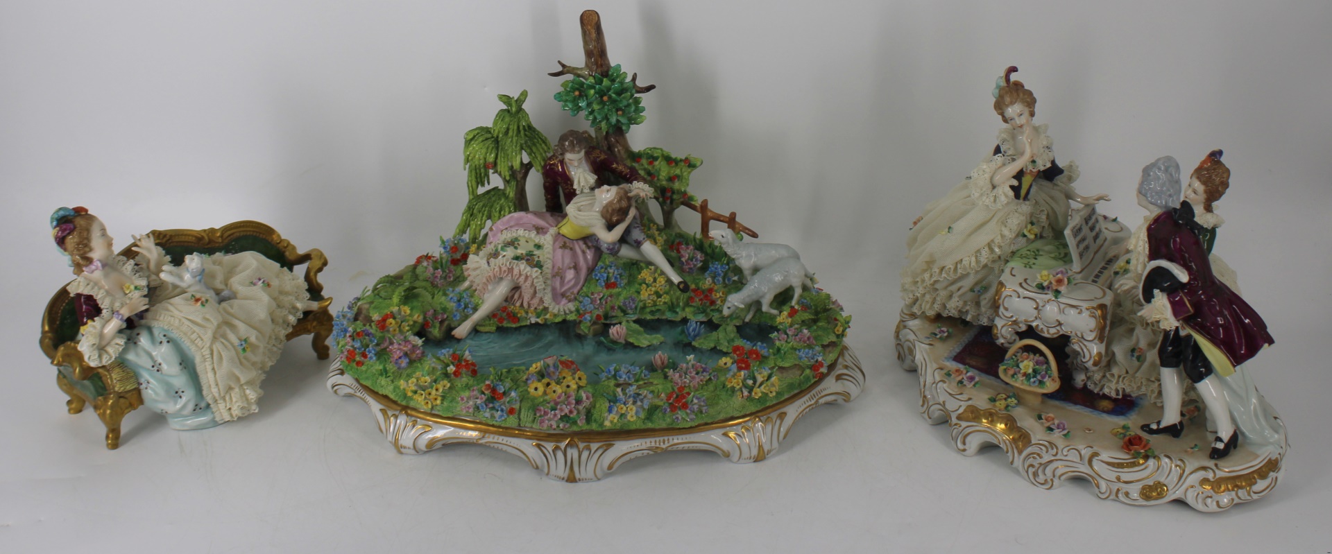 3 LARGE DRESDEN PORCELAIN