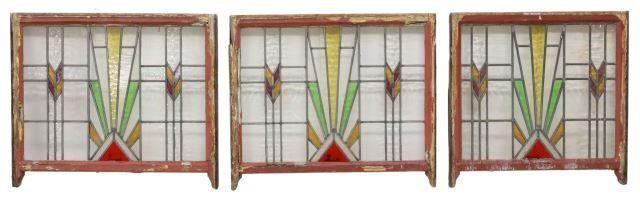 (3) LARGE ENGLISH STAINED &