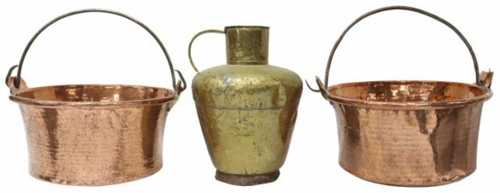 (3) LARGE FRENCH COPPER & BRASS